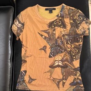 All Saints Women's Brown Butterfly Print Top